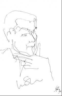 Liev Schreiber as The Bleeder at Venice Film Festival 2016 sketch by Nesta